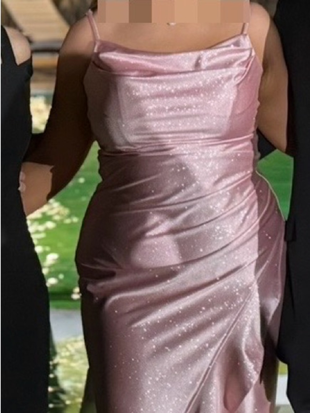 Windsor Shimmery Rose Satin Cowl Neck Prom Dress